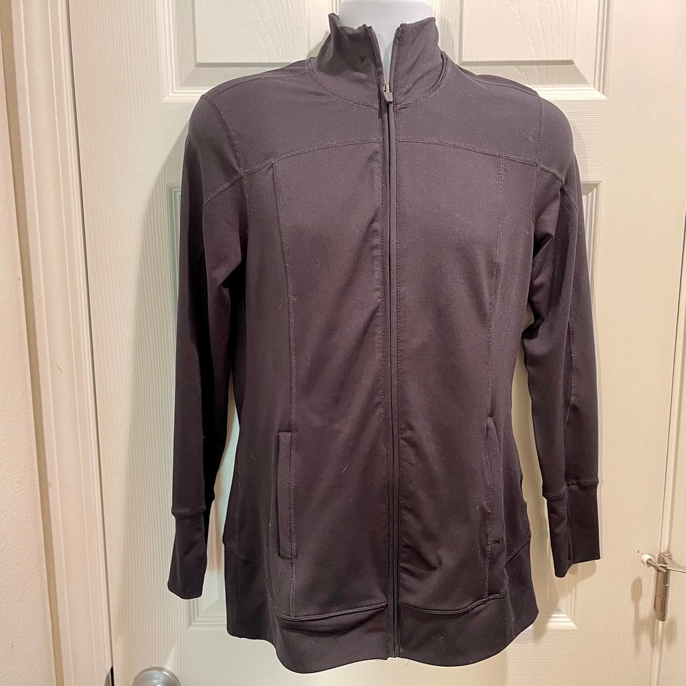 Old Navy Black Fitness Jacket Full Zip +‎ 2 Zip Pockets Womens Medium 400 S1259
